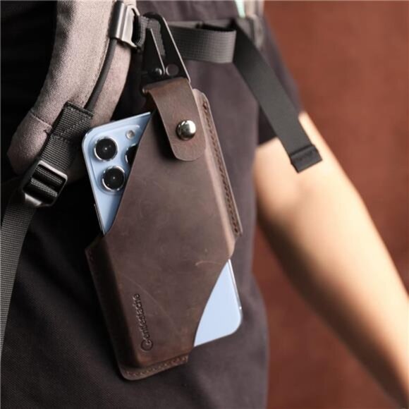 Leather Cell Phone holster with Belt Clip,Leather Phone pouch for iPhone Samsung - Picture 6 of 7